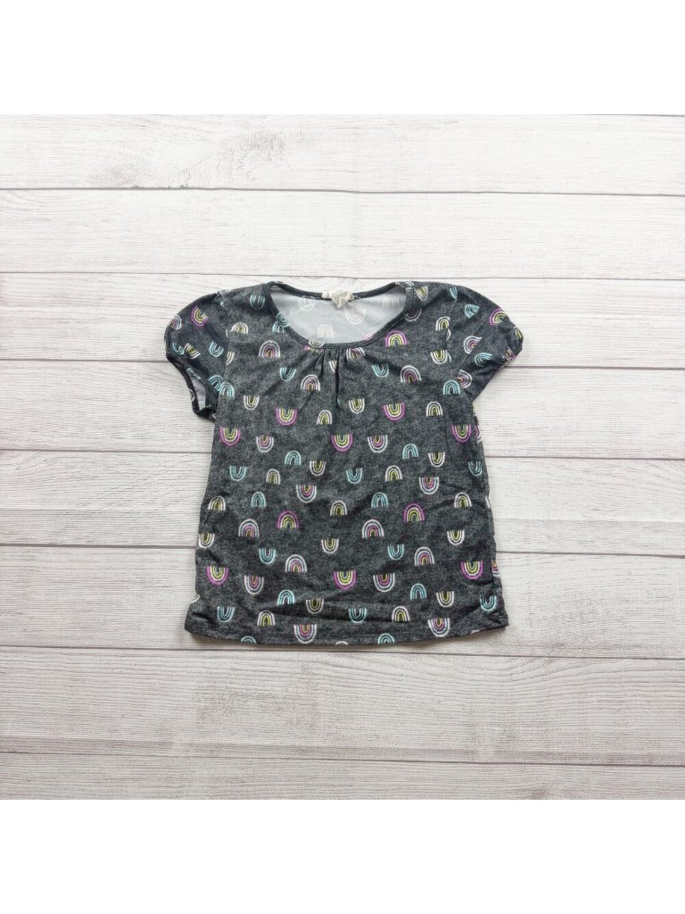 Girls Short Sleeve Rainbow Print Graphic Tee S 7-8